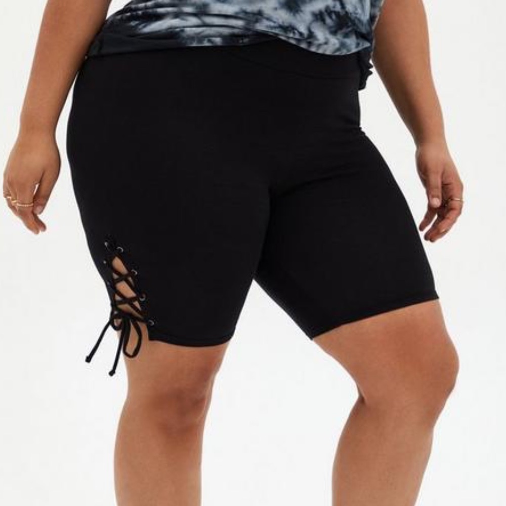 Torrid Black Lace-Up Bike Short